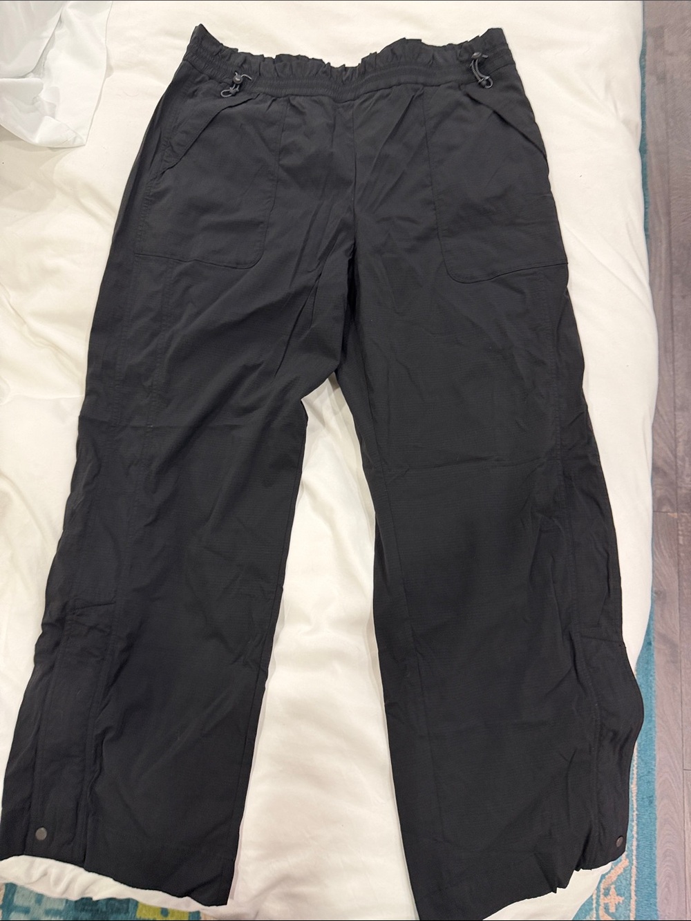 Athleta Black Drawstring Waist Wide Leg Pants